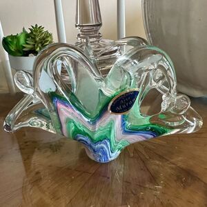 Vintage Murano Glass Napkin or Letter Holder | Lavorazione Arte | Multicolor